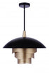 Craftmade Sculptural Statement Pendants 19 Diameter Sculptural Statement Dome Pendant with Perforated Metal Shades in Flat Blac Matte Gold in Flat Black / Matte Gold Finish Model: P1010FBMG-LED