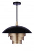 Craftmade Sculptural Statement Pendants 19 Diameter Sculptural Statement Dome Pendant with Perforated Metal Shades in Flat Blac Matte Gold in Flat Black / Matte Gold Finish Model: P1010FBMG-LED
