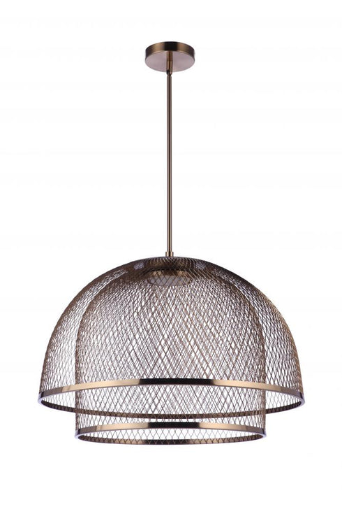 Craftmade Sculptural Statement Pendants 24.25 Inch Diameter Sculptural Statement Metal Mesh Dome 2 Shade Pendant in Brushed Polished Nickel Model: P1006BNK-LED