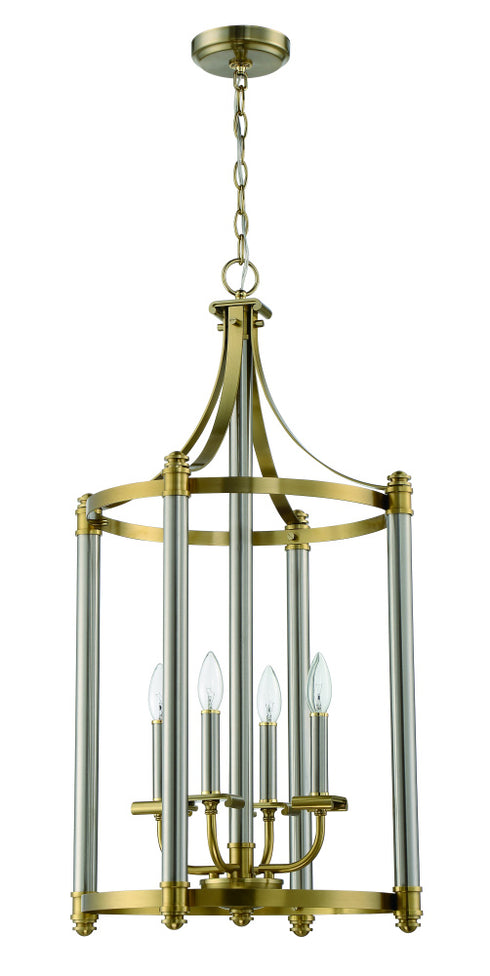 Craftmade Stanza 4 Light Foyer in Brushed Polished Nicke Satin Brass in Brushed Polished Nickel Satin Brass Finish Model: 54834-BNKSB