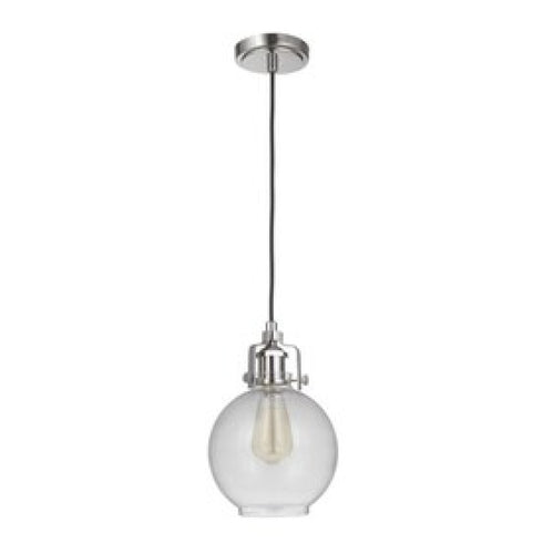 Craftmade State House 1 Light Clear Cylinder Mini Pendant in Polished Nickel Model: P833PLN1-C