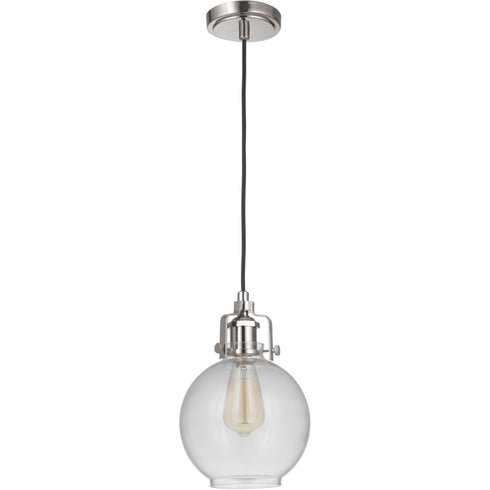 Craftmade State House 1 Light Clear Globe Mini Pendant in Polished Nickel Model: P830PLN1-C