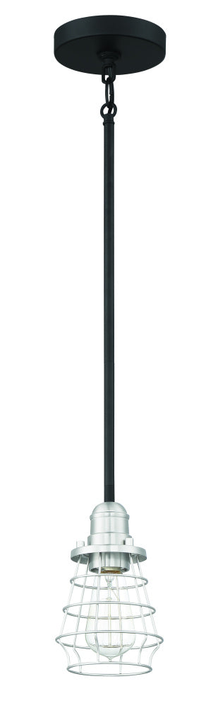 Craftmade Thatcher 1 Light Mini Pendant in Flat Blac Brushed Polished Nickel in Flat Black Brushed Polished Nickel Finish Model: 50691-FBBNK