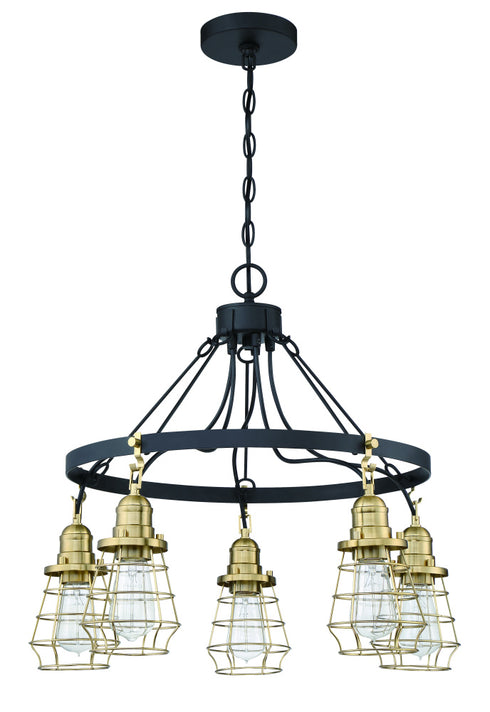Craftmade Thatcher 5 Light Chandelier in Flat Black Model: 50625-FB