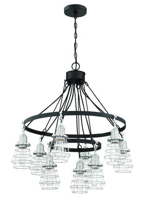 Craftmade Thatcher 9 Light Chandelier in Flat Blac Brushed Polished Nickel in Flat Black Brushed Polished Nickel Finish Model: 50629-FBBNK
