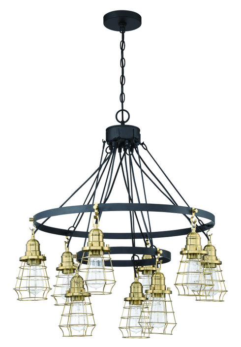 Craftmade Thatcher 9 Light Chandelier in Flat Blac Brushed Polished Nickel in Flat Black Brushed Polished Nickel Finish Model: 50629-FBBNK