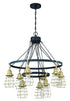 Craftmade Thatcher 9 Light Chandelier in Flat Blac Brushed Polished Nickel in Flat Black Brushed Polished Nickel Finish Model: 50629-FBBNK