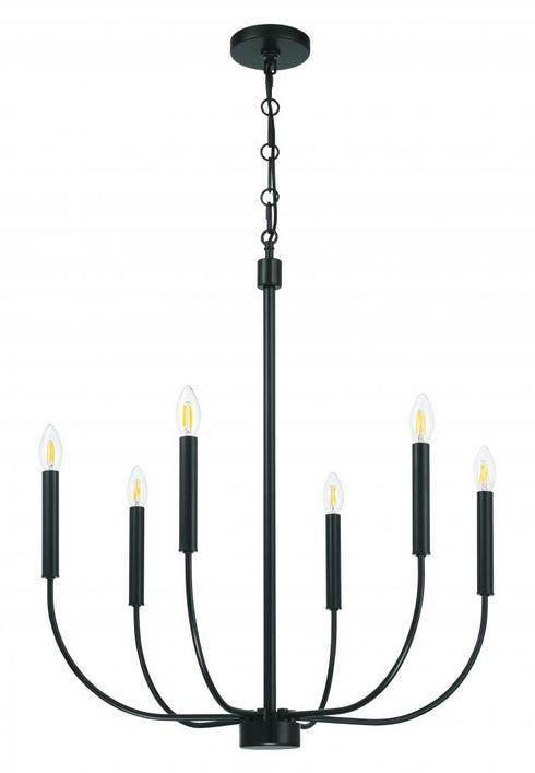 Craftmade Traci 6 Light Chandelier in Flat Black Model: 59826-FB