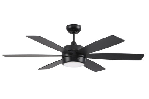 Craftmade Trevor 52 Inch Ceiling Fan With Blades & LED Light Kit Damp Rated in Flat Black Finish Model: TRV52FB6