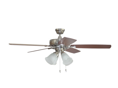 Craftmade Twist N Click 4 Light 52 Inch Twist N Click in Brushed Polished Nickel With As Mahogany Blades Model: TCE52BNK5C4