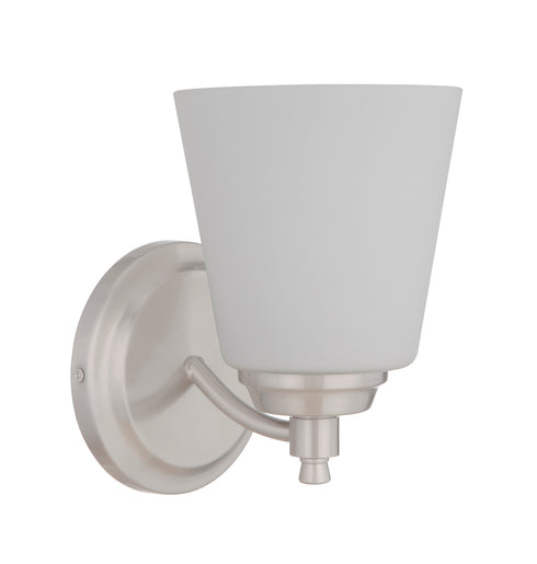 Craftmade Tyler 1 Light Wall Sconce in Brushed Polished Nickel Finish Model: 50201-BNK-WG