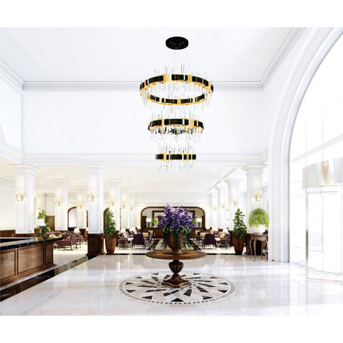 CWI Lighting Aya LED Integrated Pearl Black Chandelier Model: 1592P32-3-612