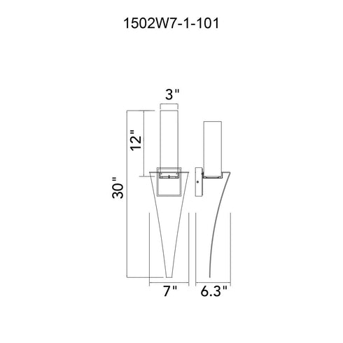 CWI Lighting Catania Integrated LED Black Wall Light Model: 1502W7-1-101