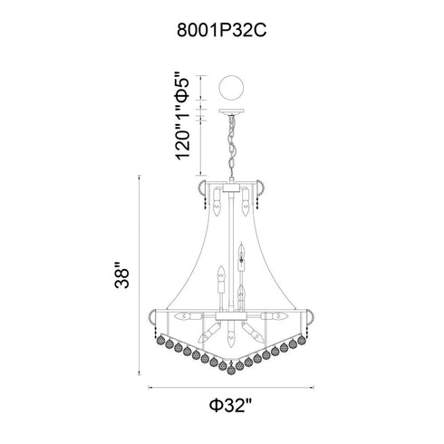 CWI Lighting Empire 19 Light Down Chandelier With in Chrome Finish Model: 8001P32C