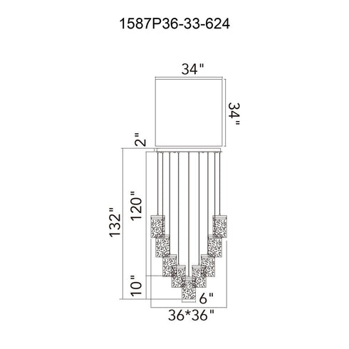 CWI Lighting Lava Integrated LED Brass Chandelier Model: 1587P36-33-624
