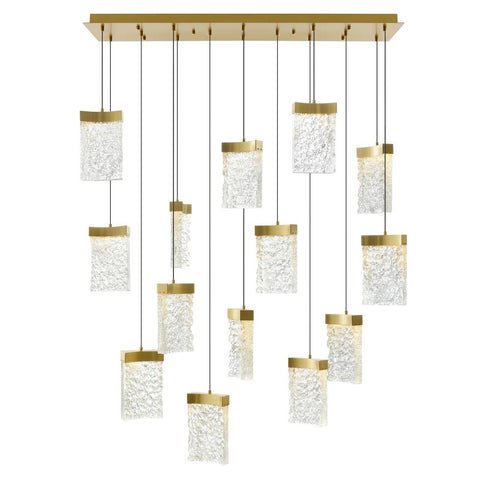 CWI Lighting Lava Integrated LED Brass Chandelier Model: 1587P48-14-624-RC