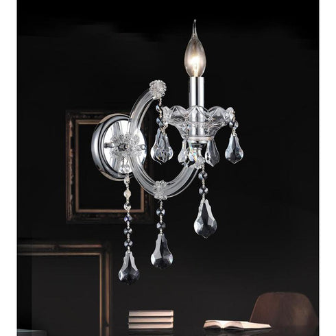 CWI Lighting Maria Theresa 1 Light Wall Sconce With in Chrome Finish Model: 8318W5C-1 (Clear)