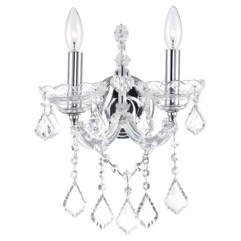 CWI Lighting Maria Theresa 2 Light Wall Sconce With in Chrome Finish Model: 8318W12C-2 (Clear)