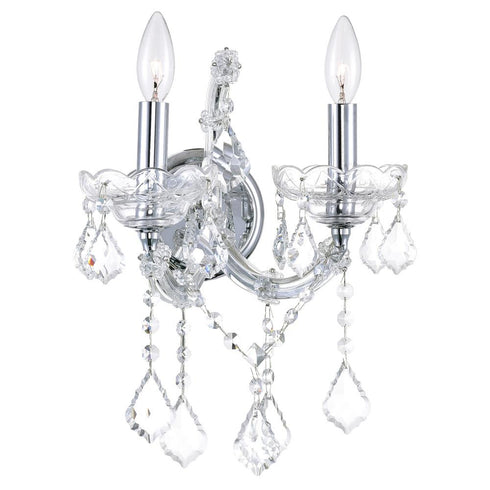 CWI Lighting Maria Theresa 2 Light Wall Sconce With in Chrome Finish Model: 8318W12C-2 (Clear)