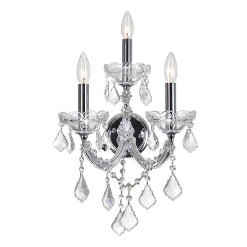 CWI Lighting Maria Theresa 3 Light Wall Sconce With in Chrome Finish Model: 8318W12C-3 (Clear)