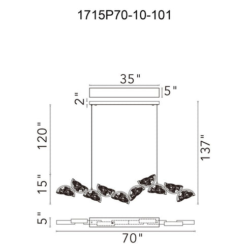 CWI Lighting Moon Integrated LED in Black Chandelier Model: 1715P70-10-101