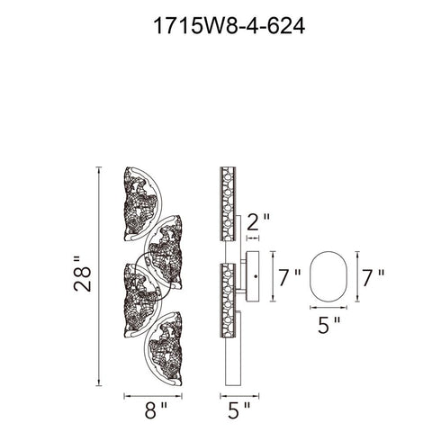 CWI Lighting Moon Integrated LED in Brass Wall Light Model: 1715W8-4-624