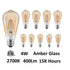 CWI Lighting ST19 Warm White 2700K LED 4 Watt Light Bulb (Set of 10) in Amber Finish Model: ST19K2700W4-10