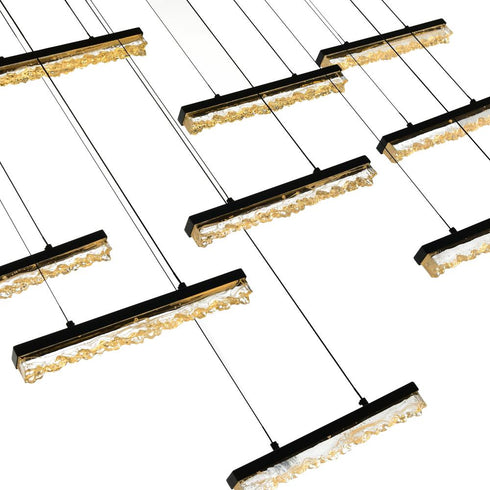 CWI Lighting Stagger Integrated LED Black Chandelier Model: 1588P48-10-101