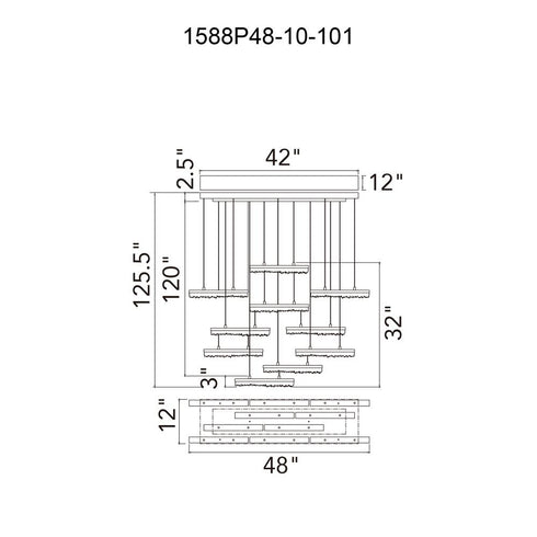 CWI Lighting Stagger Integrated LED Black Chandelier Model: 1588P48-10-101