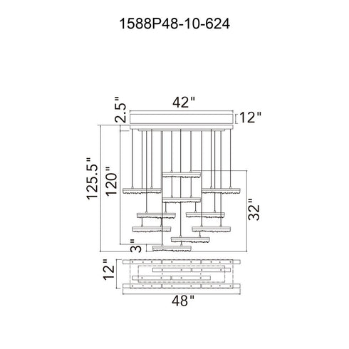 CWI Lighting Stagger Integrated LED Brass Chandelier Model: 1588P48-10-624