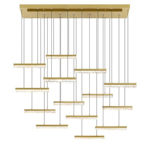 CWI Lighting Stagger Integrated LED Brass Chandelier Model: 1588P60-14-624