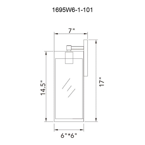 CWI Lighting Windsor 1 Light Black Outdoor Wall Light Model: 1695W6-1-101