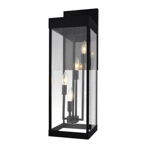 CWI Lighting Windsor 4 Light Black Outdoor Wall Light Model: 1695W8-4-101