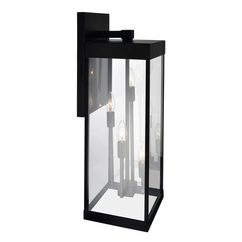 CWI Lighting Windsor 4 Light Black Outdoor Wall Light Model: 1695W8-4-101