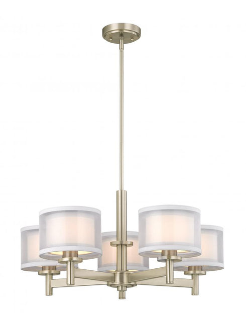 Dolan Designs Double Organza 5 Light Chandelier in Satin Nickel Model: 1270-09