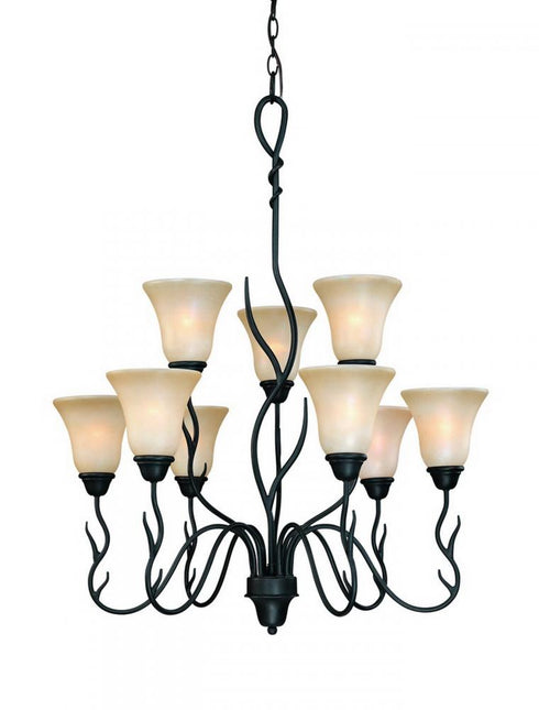 Dolan Designs Laurelwood 9 Light Nine Light in Olde World Iron Up Chandelier Model: 1222-34