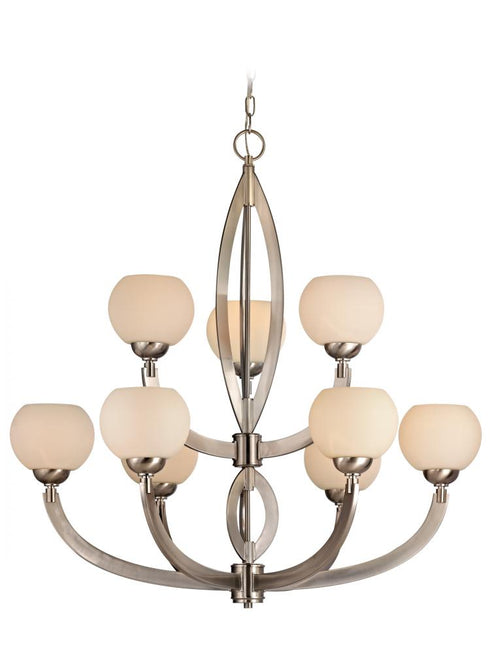 Dolan Designs Odyssey 9 Light 2 Tier Chandelier in Satin Nickel Model: 2962-09