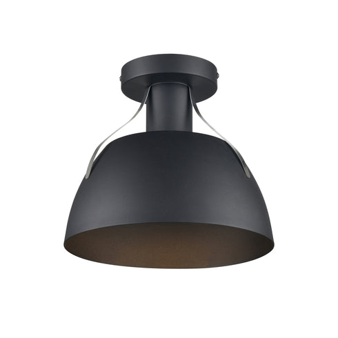 DVI Lighting 1 Light ALCENON OD FLUSHMOUNT in Black and Stainless Steel Finish Model: DVP39570BK+SS
