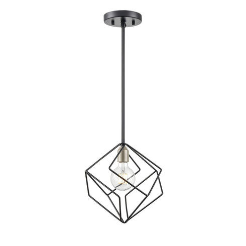DVI Lighting 1 Light Ashoona Pendant in Buffed Nickel And Ebony Finish Model: DVP44921BN+EB