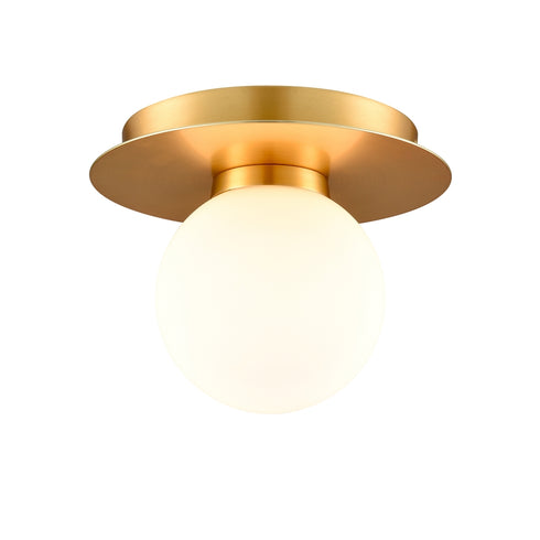 DVI Lighting 1 Light ATWOOD 7 Inch FLUSH MOUNT in Brass Finish Model: DVP45032BR-OP