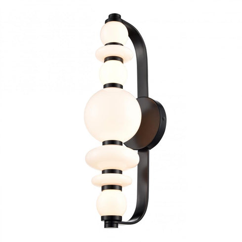 DVI Lighting 1 Light CORSAIR 18 Inch SCONCE BLACK With TRUE OPAL GLASS in Ebony Finish Model: DVP48101EB-TO