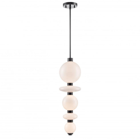 DVI Lighting 1 Light CORSAIR CCT PENDANT BLACK With TRUE OPAL GL. in Ebony Finish Model: DVP48110EB-TO
