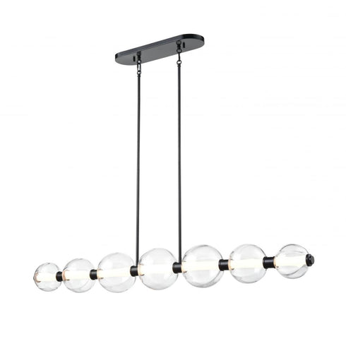 DVI Lighting 1 Light GLIMMER 52 Inch LINEAR BLACK With PUMPKIN GLASS in Ebony Finish Model: DVP34904EB-PUC