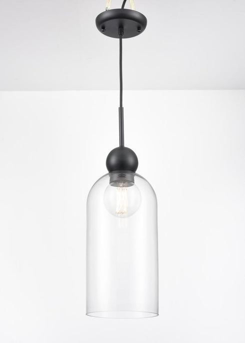 DVI Lighting 1 Light HARIETTE 17 Inch CLEAR PENDANT BLACK in Ebony Finish Model: DVP37621EB-CL