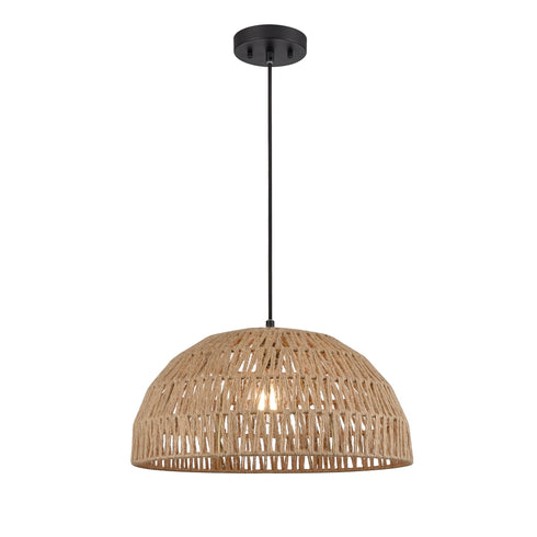 DVI Lighting 1 Light LAC DU BONNET 18 Inch PENDANT in Black and Black Yarn Finish Model: DVP44208BK-BY