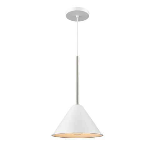 DVI Lighting 1 Light LILY 10 Inch 1 Light PENDANT in Matte White and Brass Finish Model: DVP46110MW+BR