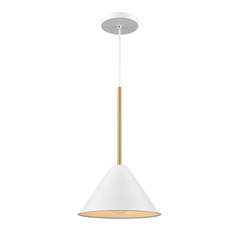 DVI Lighting 1 Light LILY 10 Inch 1 Light PENDANT in Matte White and Brass Finish Model: DVP46110MW+BR