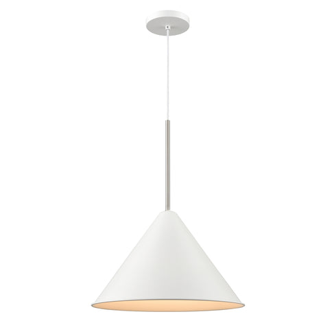 DVI Lighting 1 Light LILY 16 Inch 1 Light PENDANT in Matte White and Brass Finish Model: DVP46120MW+BR