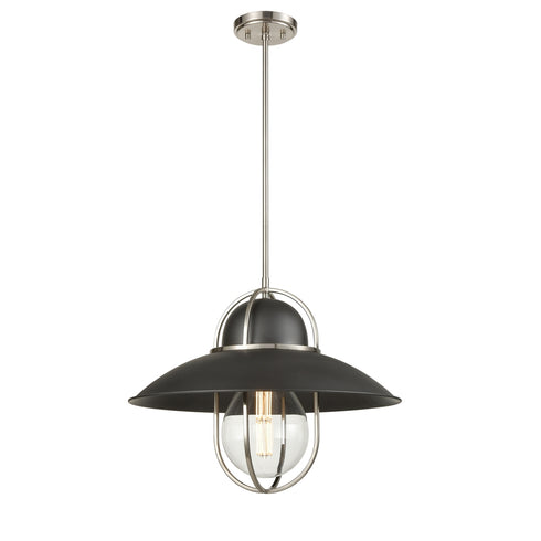 DVI Lighting 1 Light PEGGY'S COVE PENDANT in Graphite and Satin Nickel Finish Model: DVP31005GR+SN