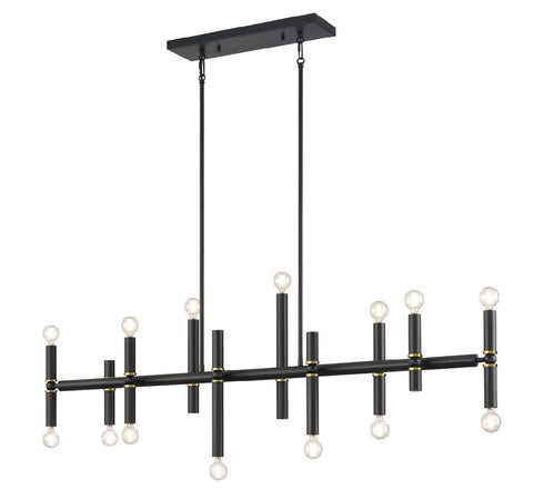DVI Lighting 14 Light KLONDIKE 14 Light LINEAR PENDANT in Multiple Finishes and Ebony Finish Model: DVP42841EB+MF